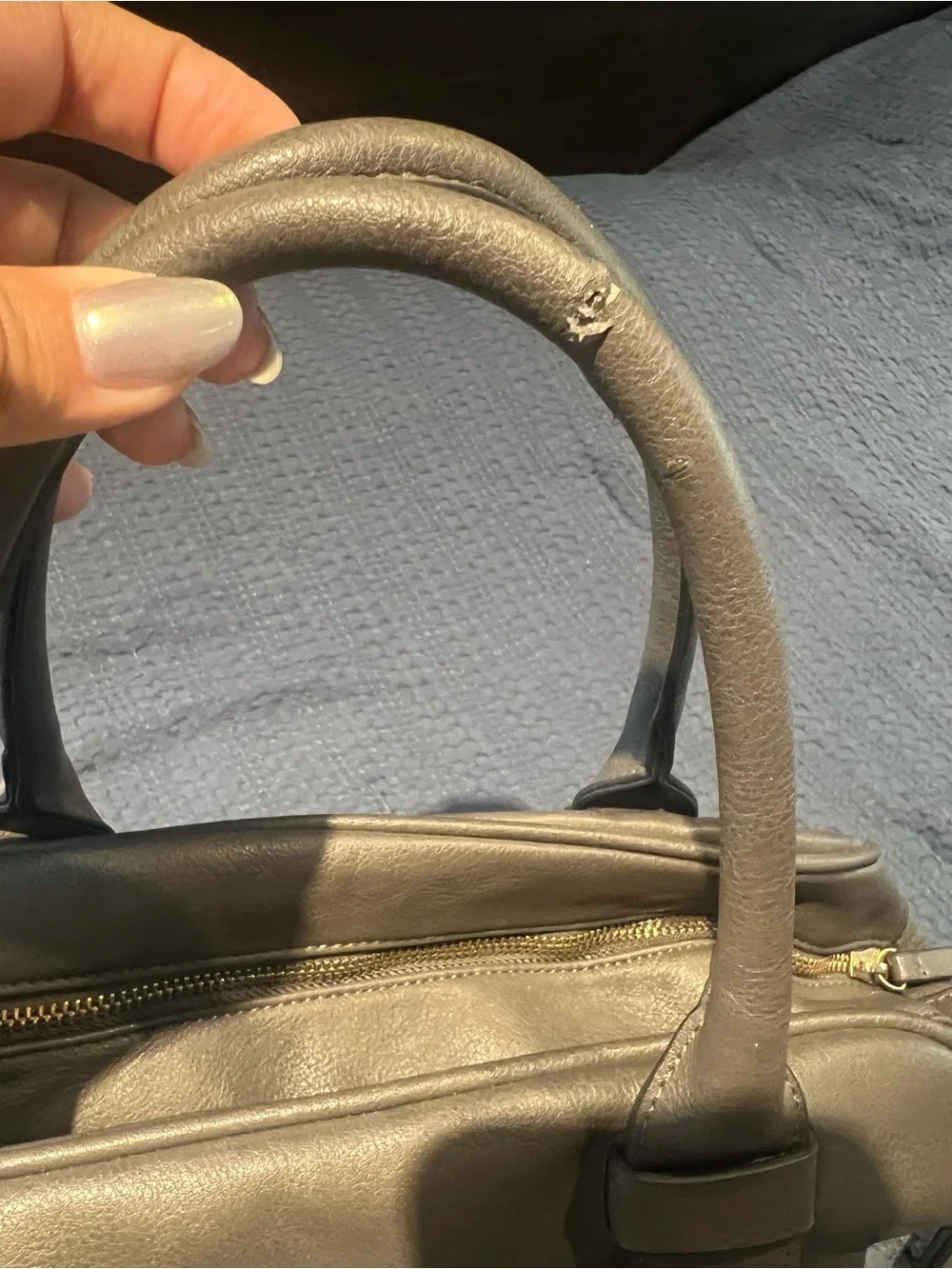 Forever 21 Grey Satchel with Gold Hardware